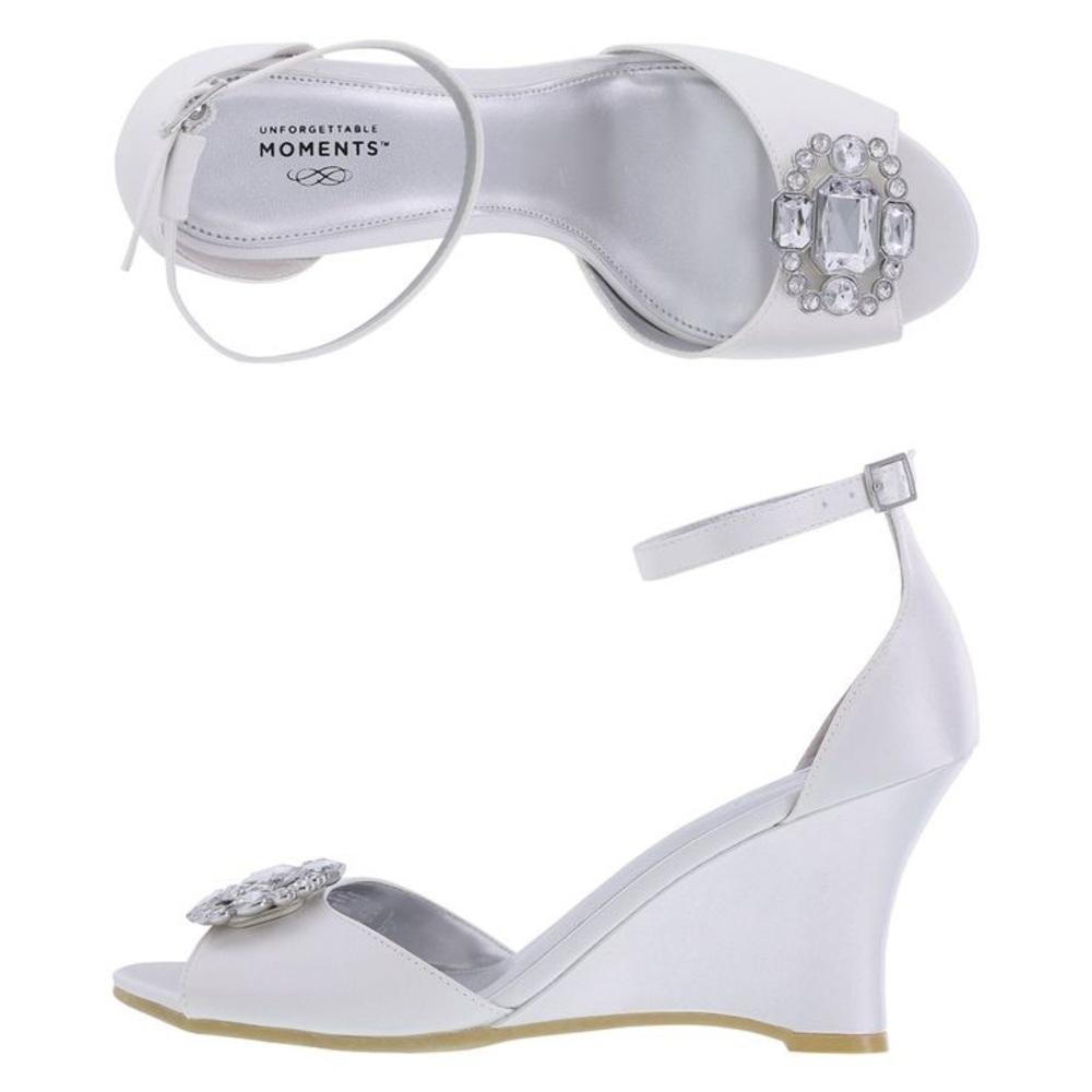 Wedge white heels formal sandals wedding shoes
